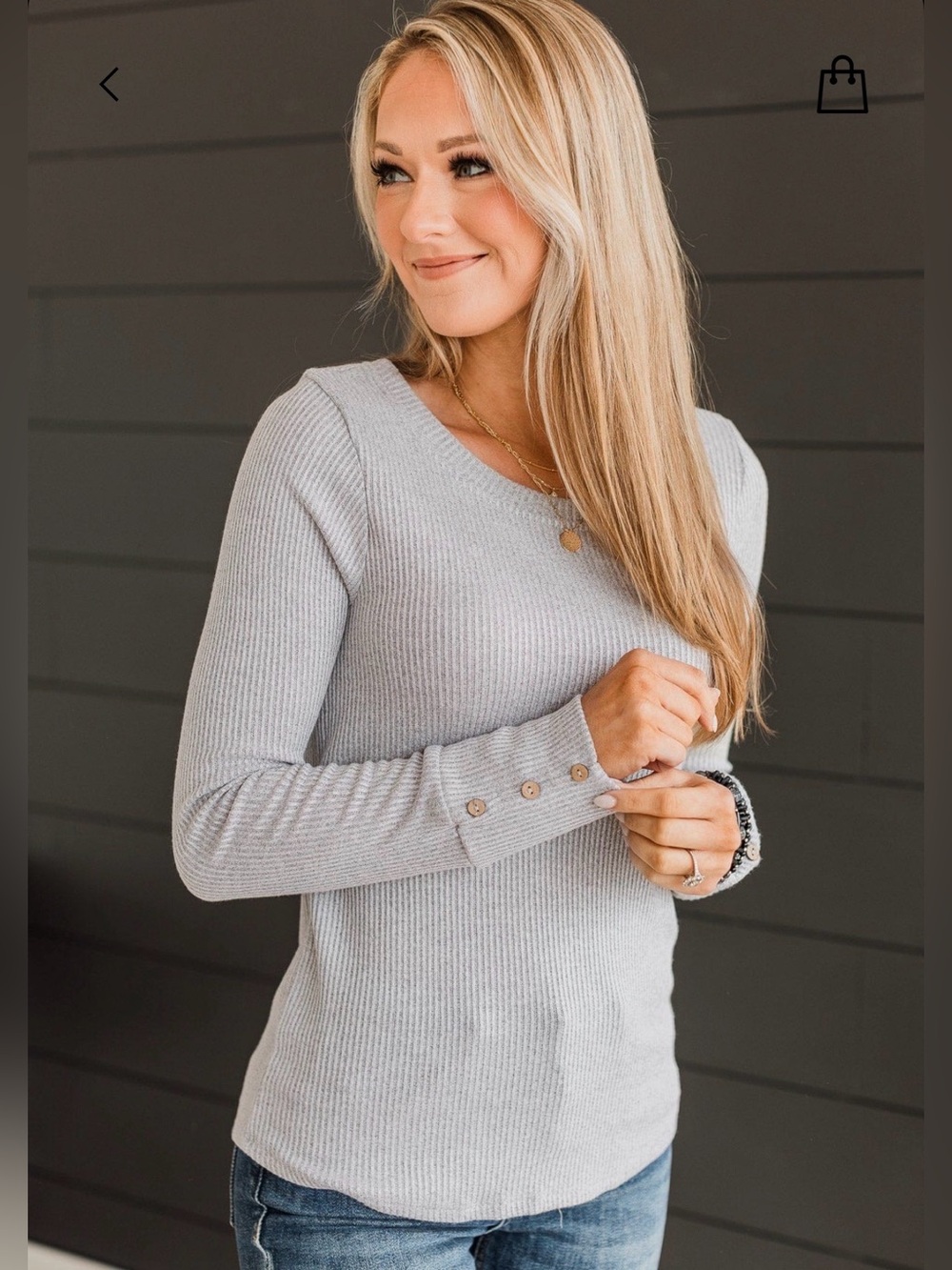 Grey ribbed top from Pulse